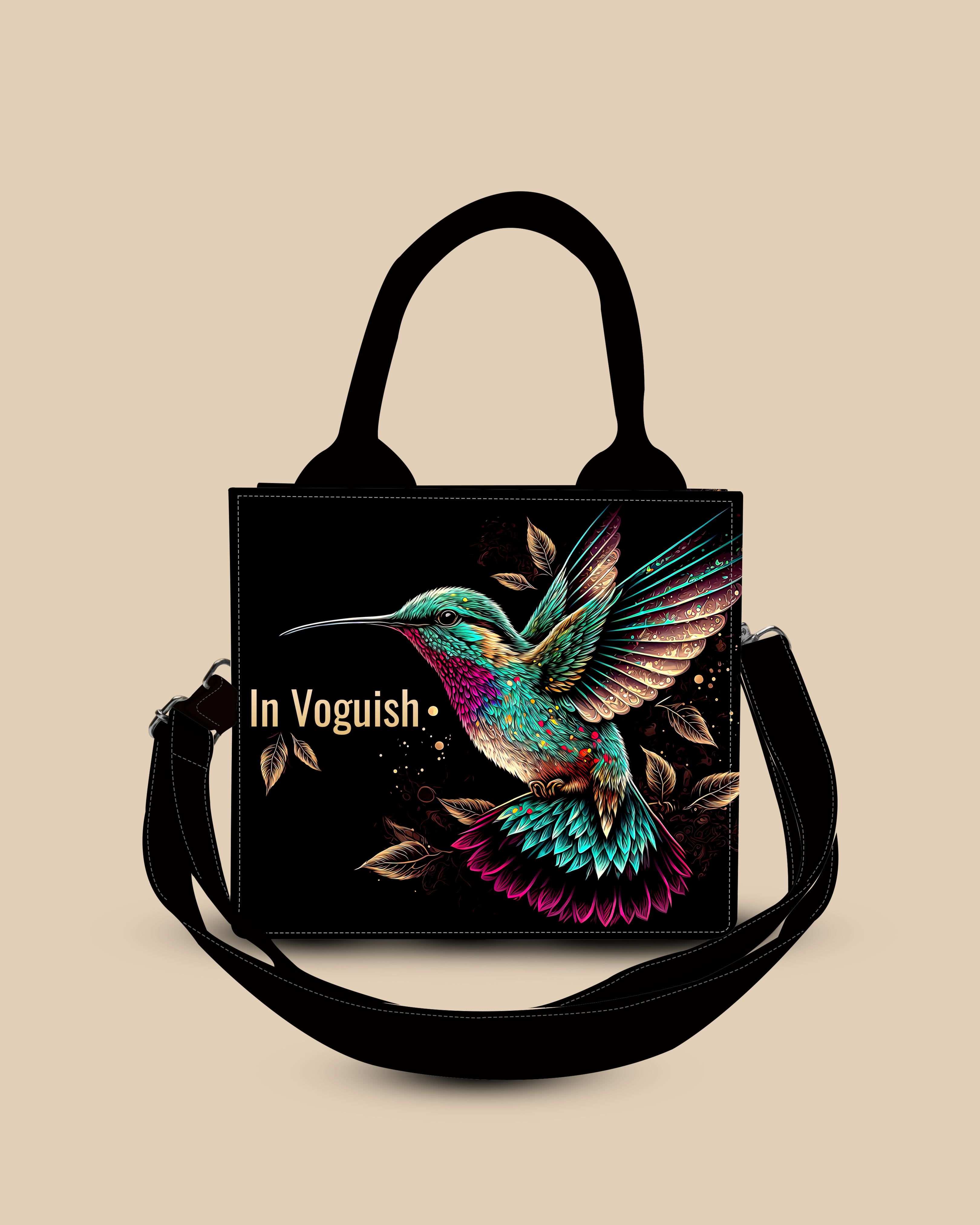 Customized Small Tote Bag Designed with Beautifull Flying Sparrow