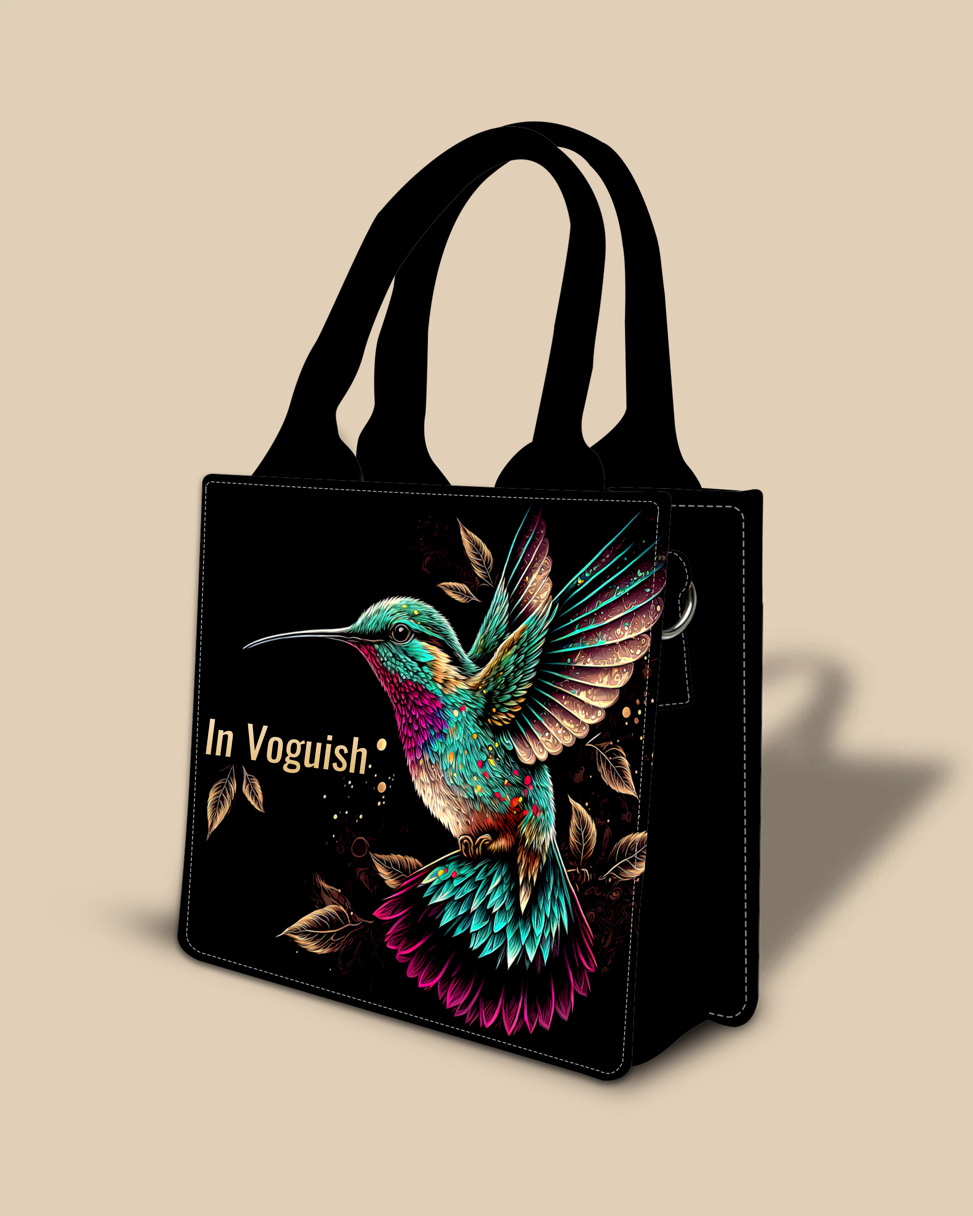 Customized Small Tote Bag Designed with Beautifull Flying Sparrow