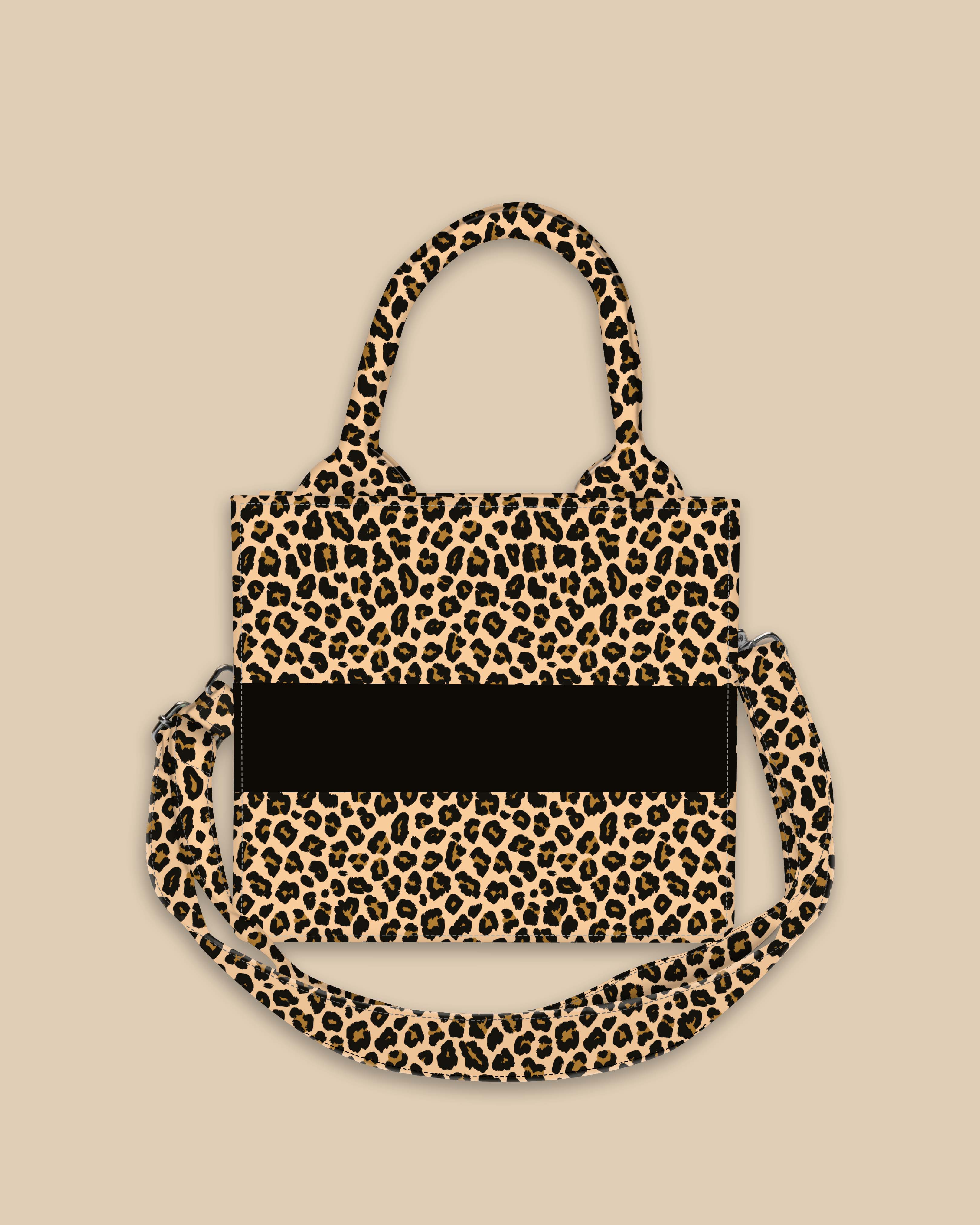 Customized Small Tote Bag Designed with Leopard Screen Pattern