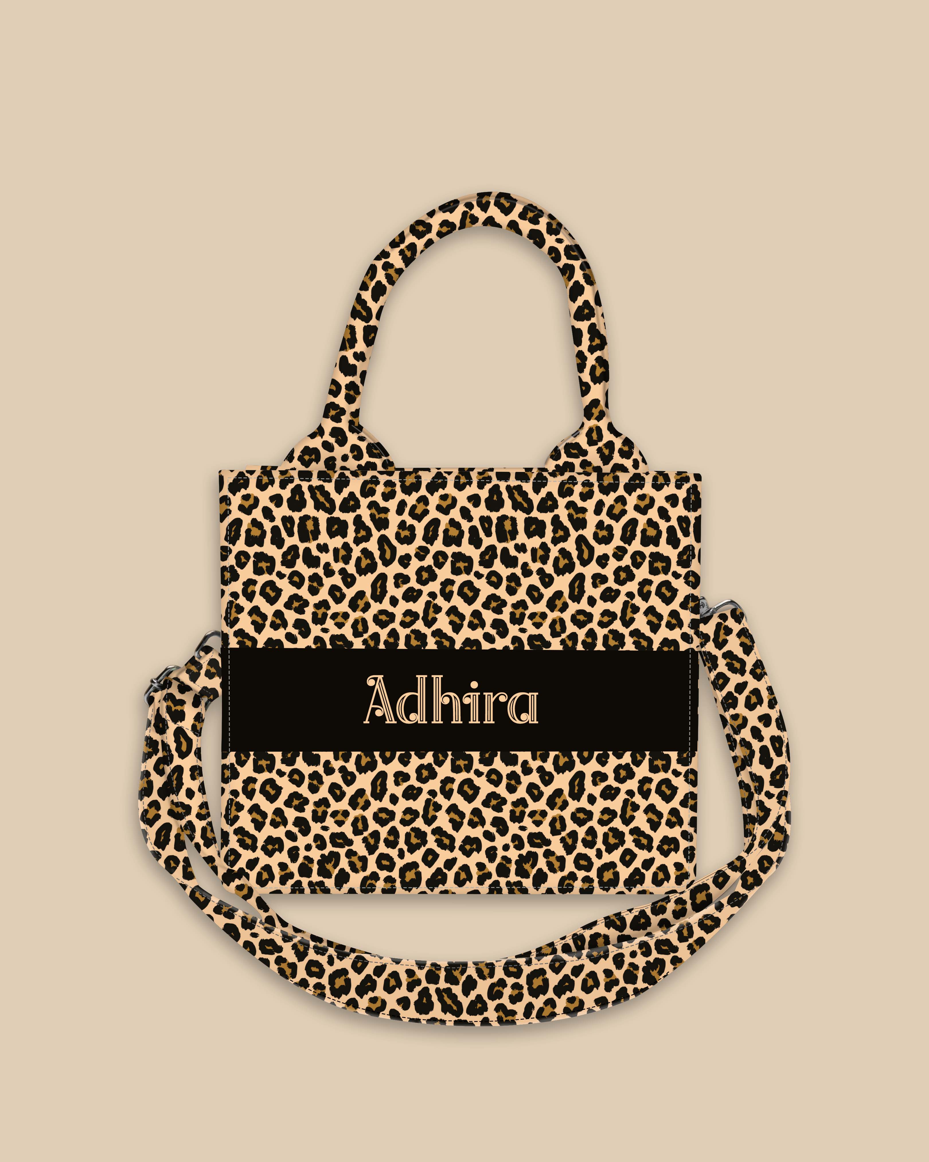 Customized Small Tote Bag Designed with Leopard Screen Pattern