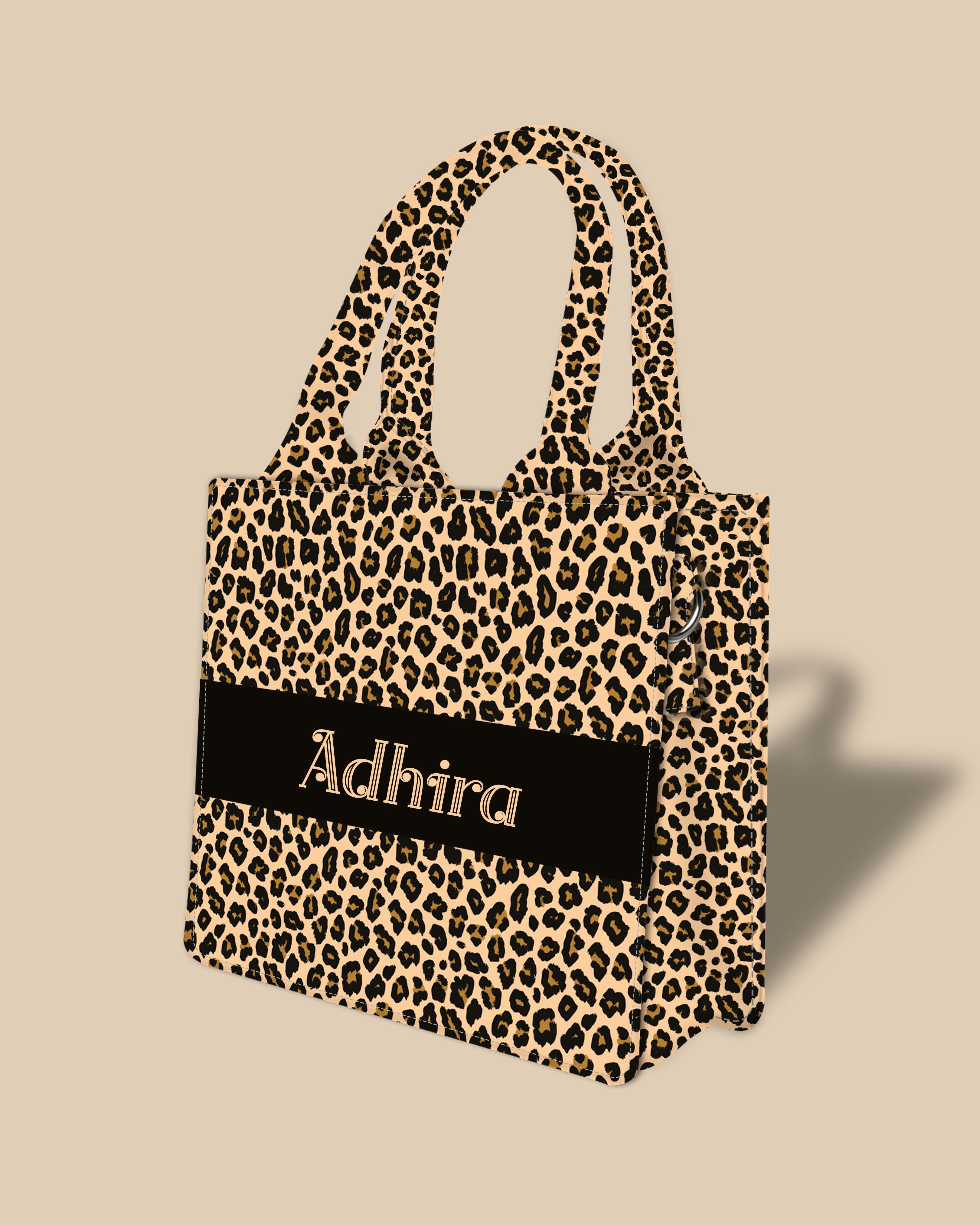 Customized Small Tote Bag Designed with Leopard Screen Pattern