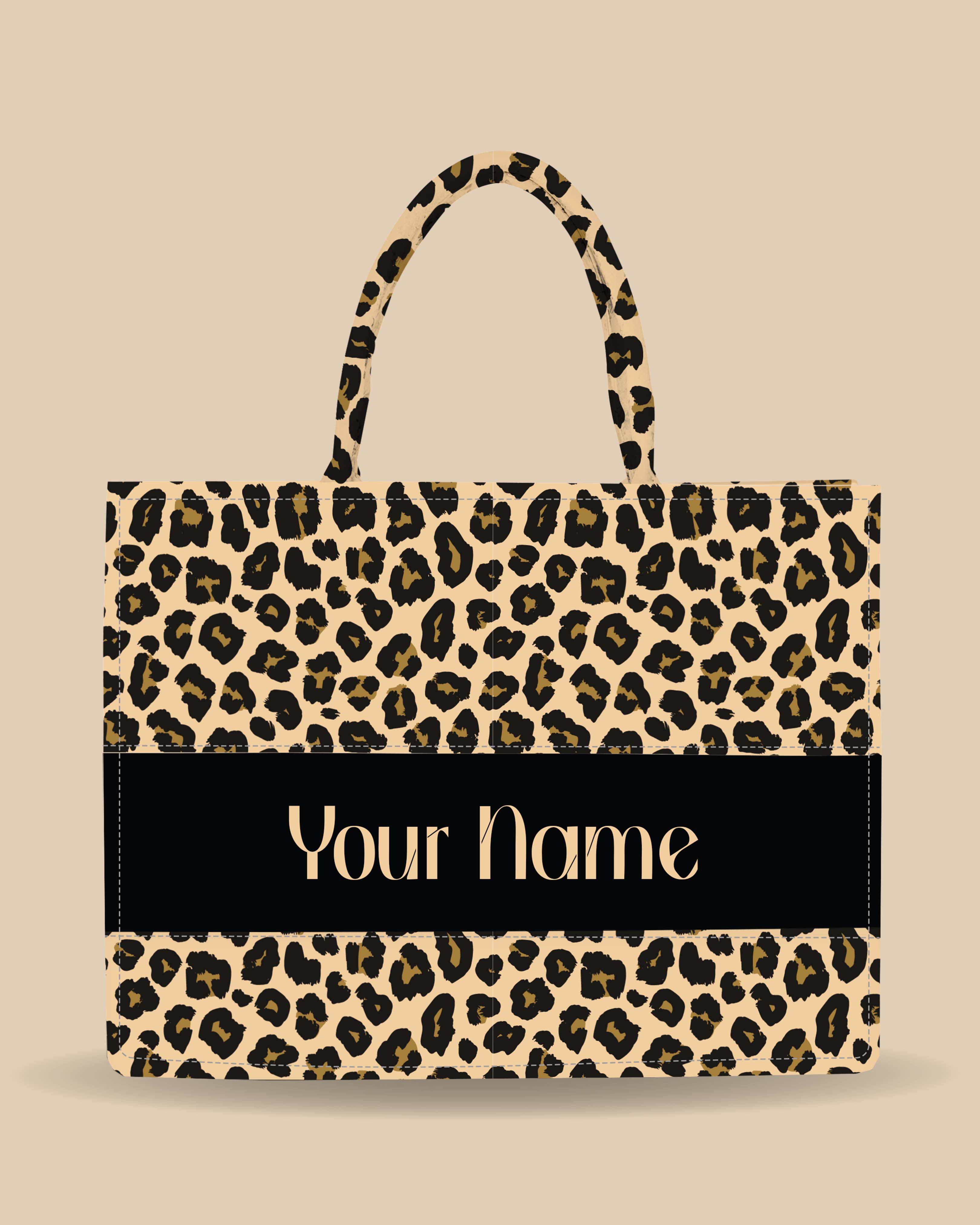 Customized Tote Bag Designed with Leopard Screen Pattern