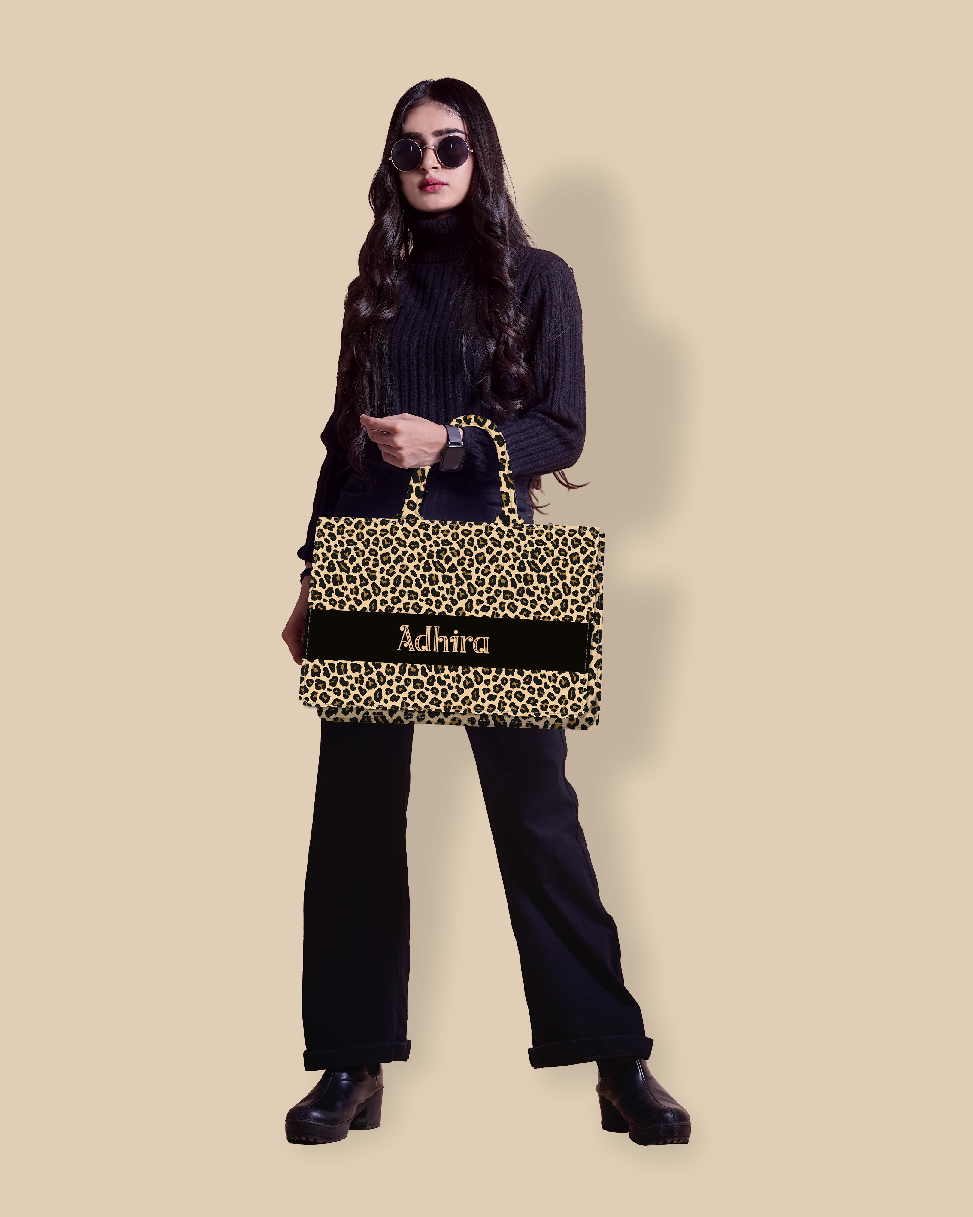 Customized Tote Bag Designed with Leopard Screen Pattern