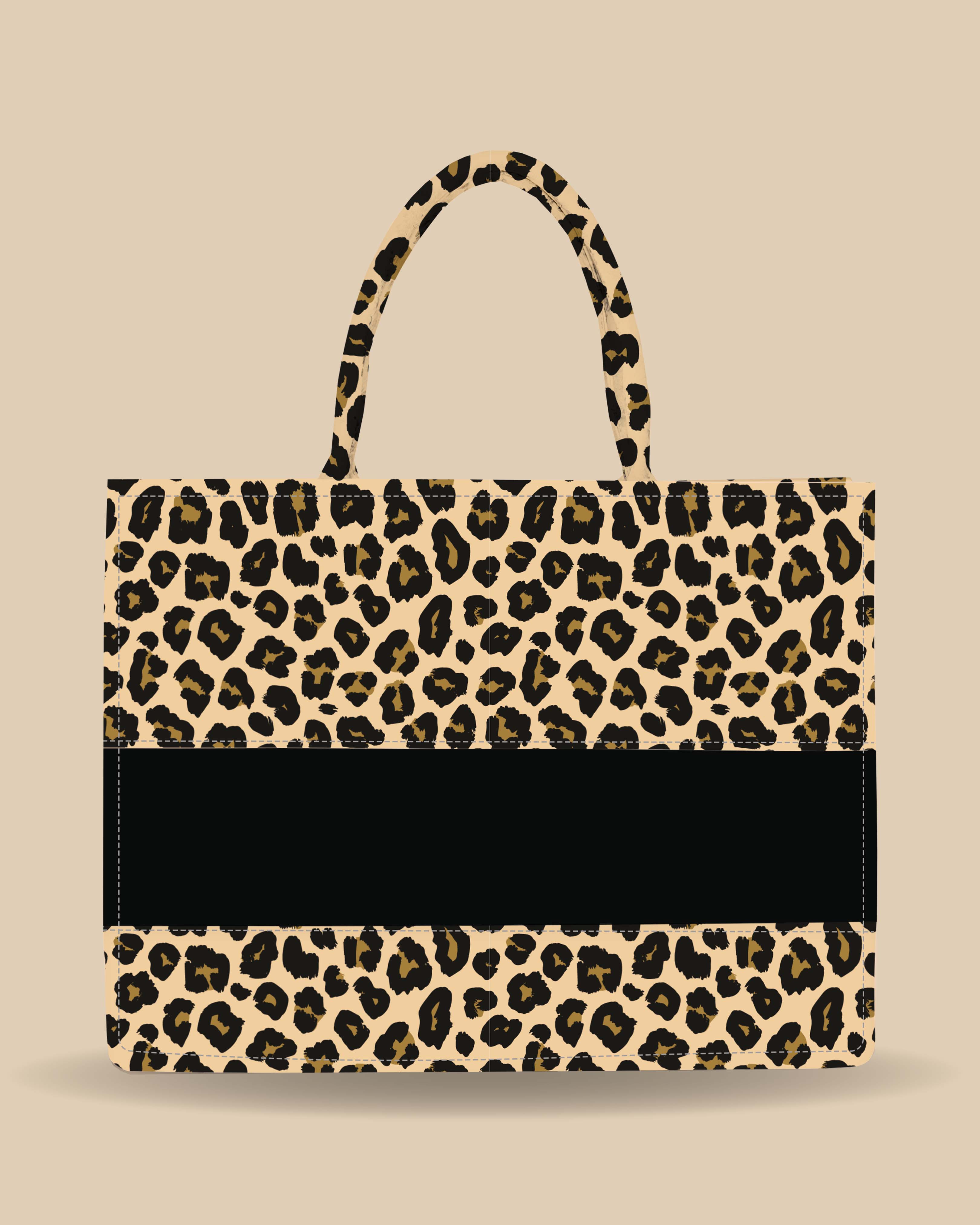 Customized Tote Bag Designed with Leopard Screen Pattern