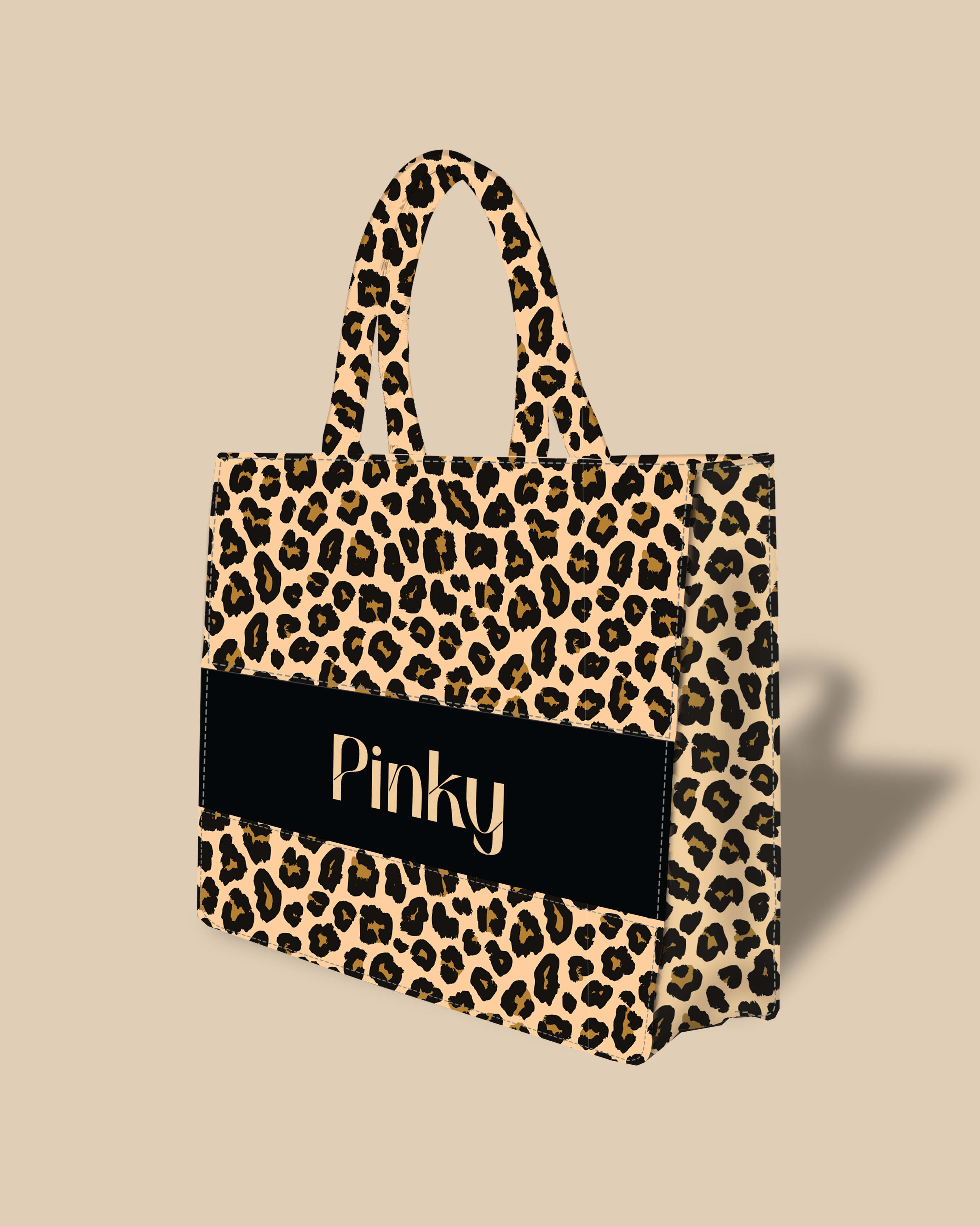 Customized Tote Bag Designed with Leopard Screen Pattern