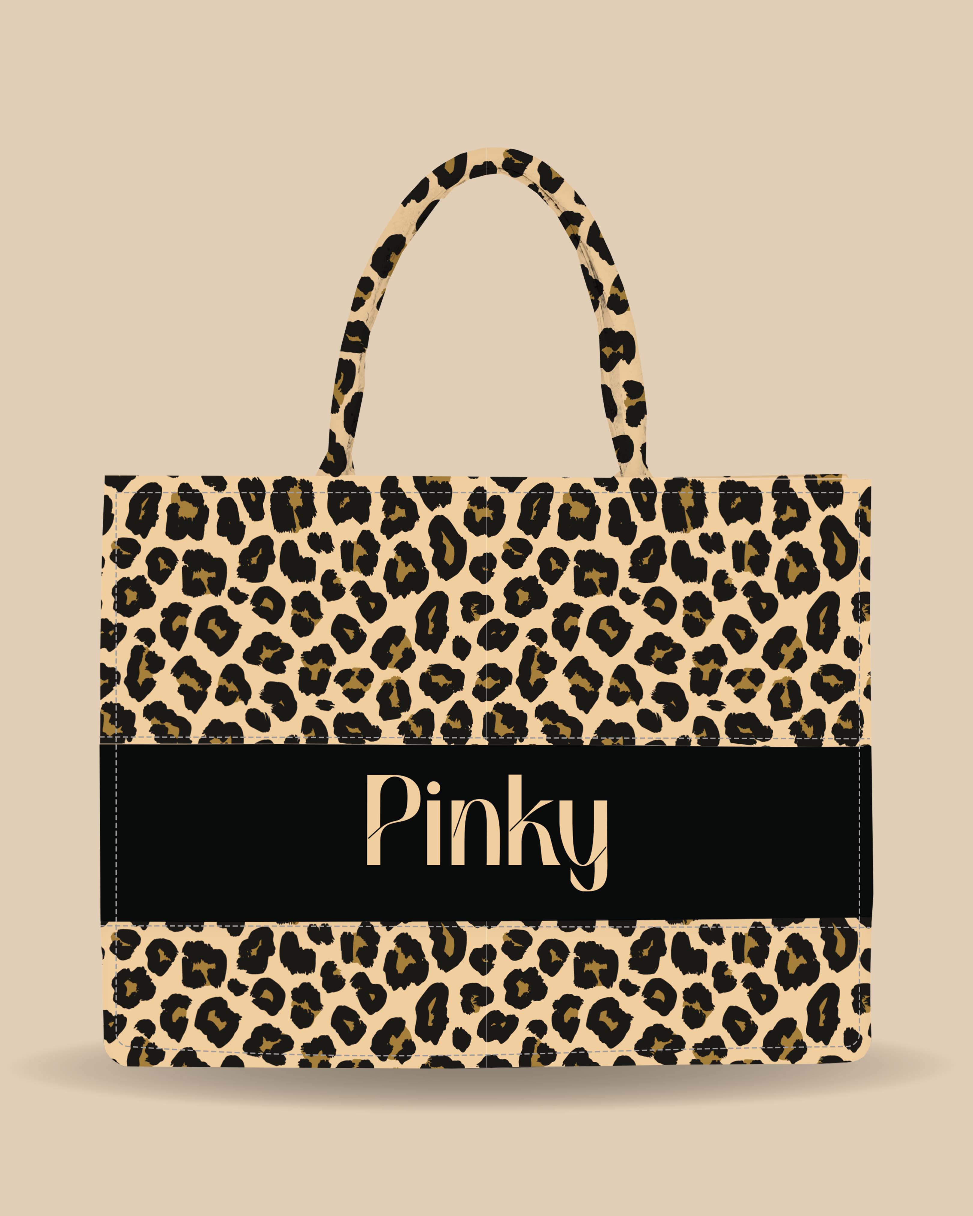 Customized Tote Bag Designed with Leopard Screen Pattern