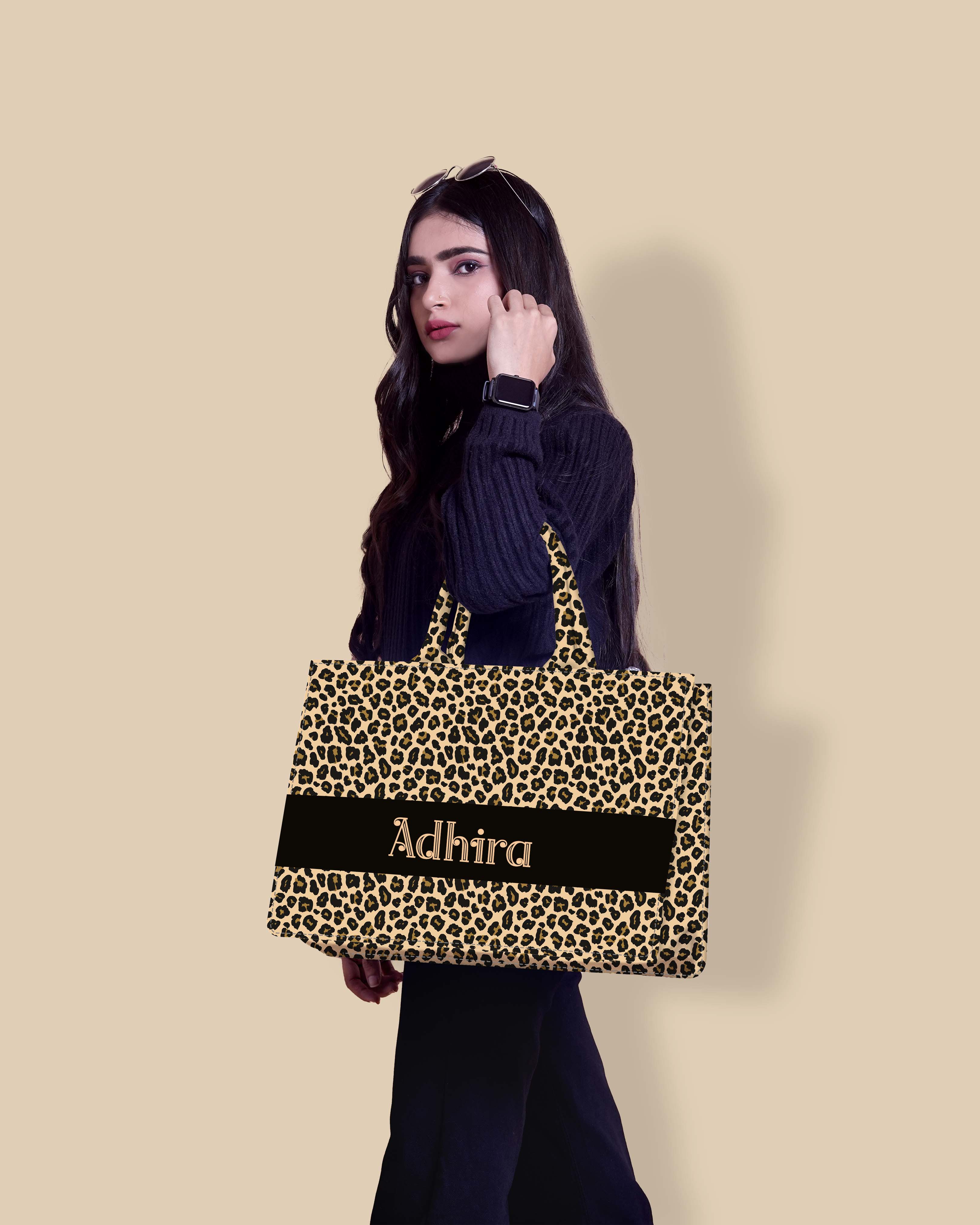 Customized Tote Bag Designed with Leopard Screen Pattern