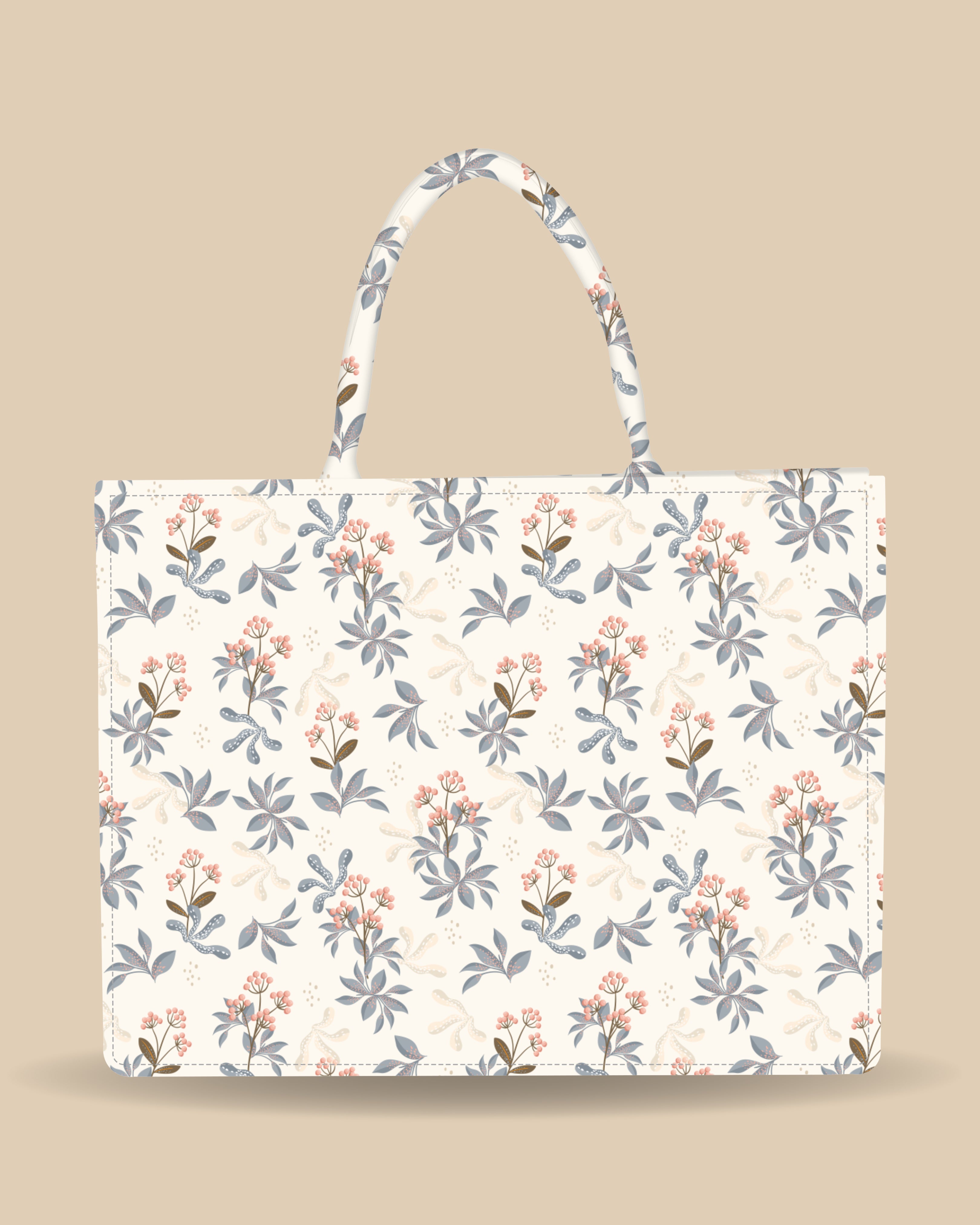 Customized Tote Bag Designed with Natural Berry And Leaves