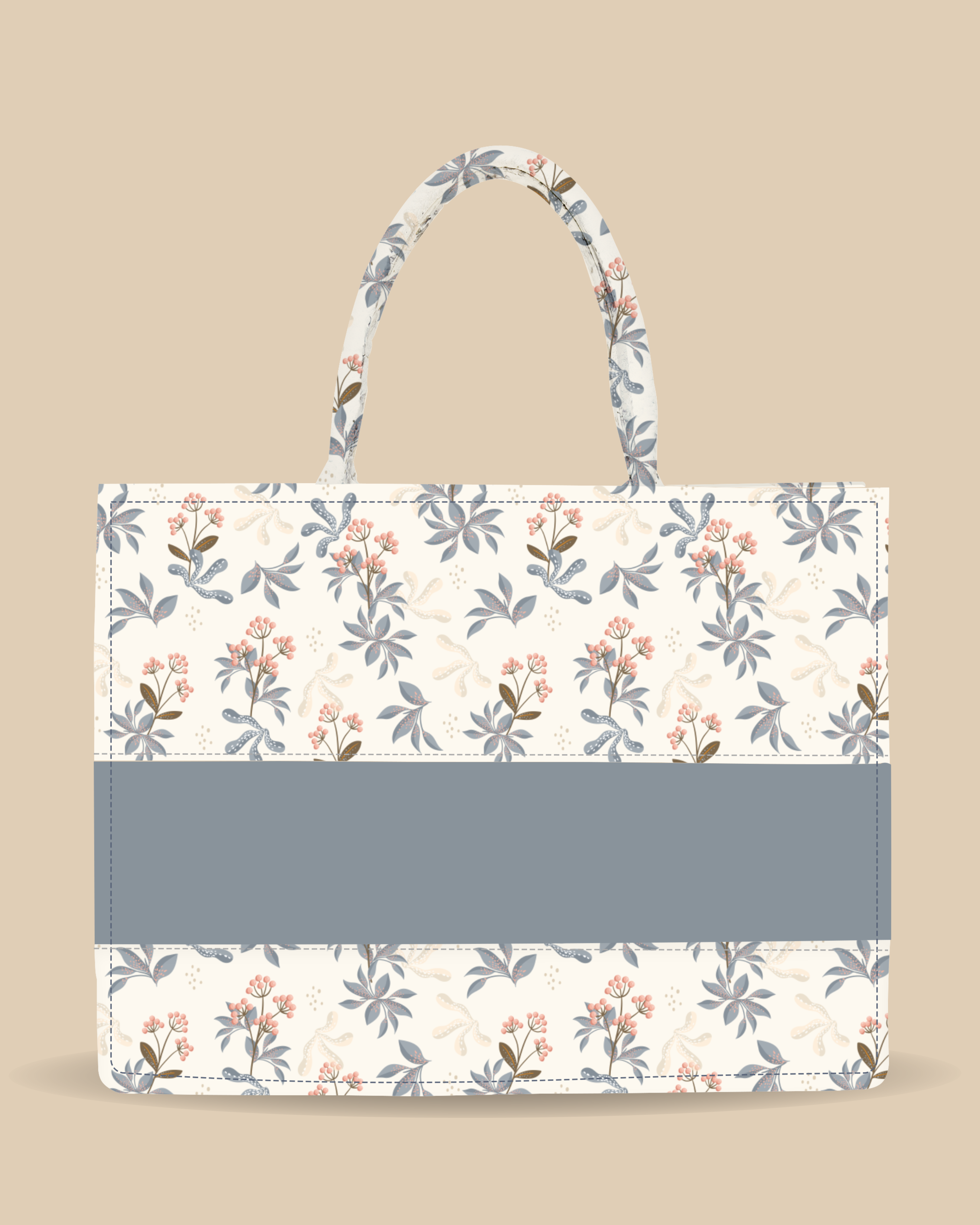 Customized Tote Bag Designed with Natural Berry And Leaves