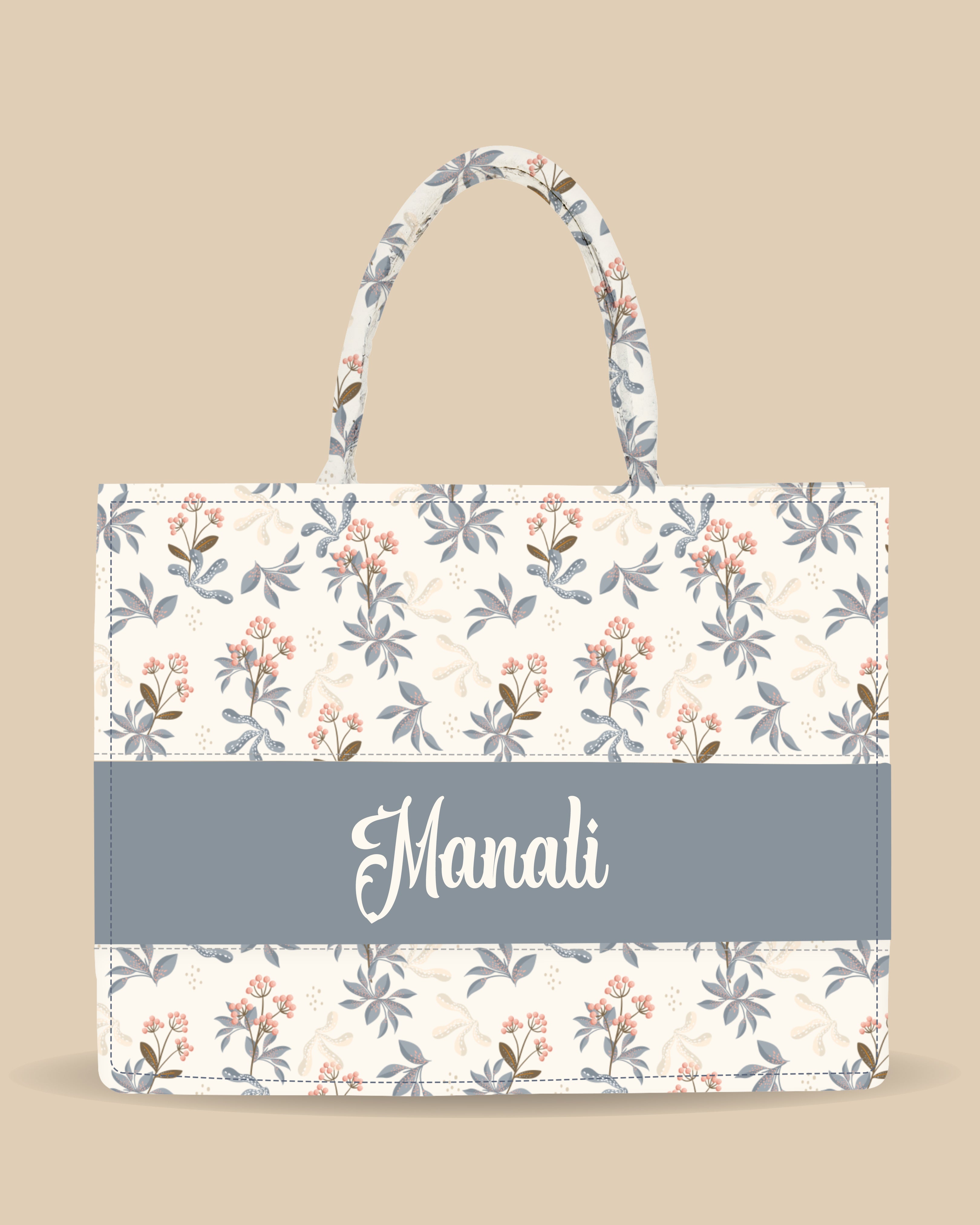 Customized Tote Bag Designed with Natural Berry And Leaves