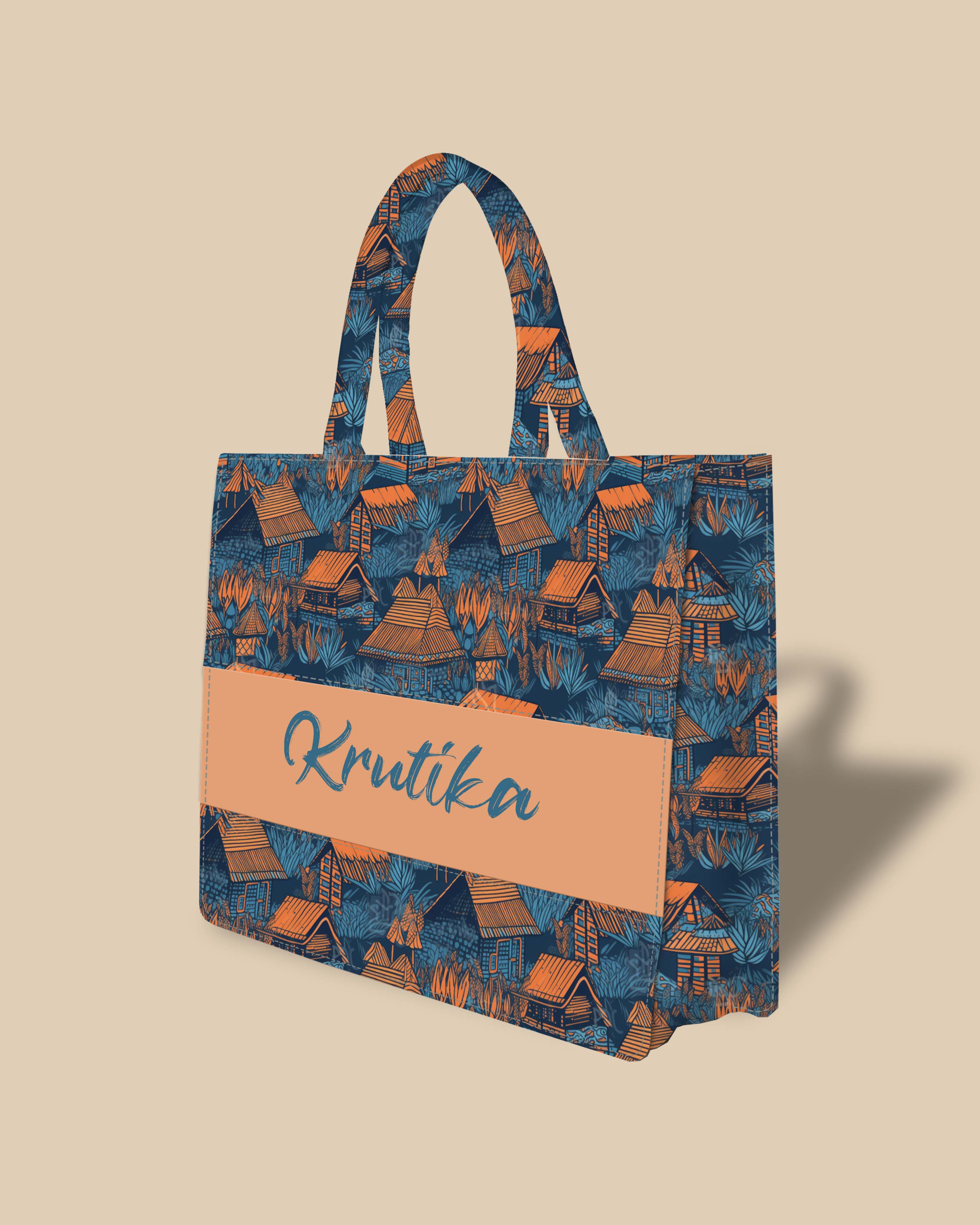 Customized Tote Bag Designed with Vintage Dutch Beach Huts And Trees