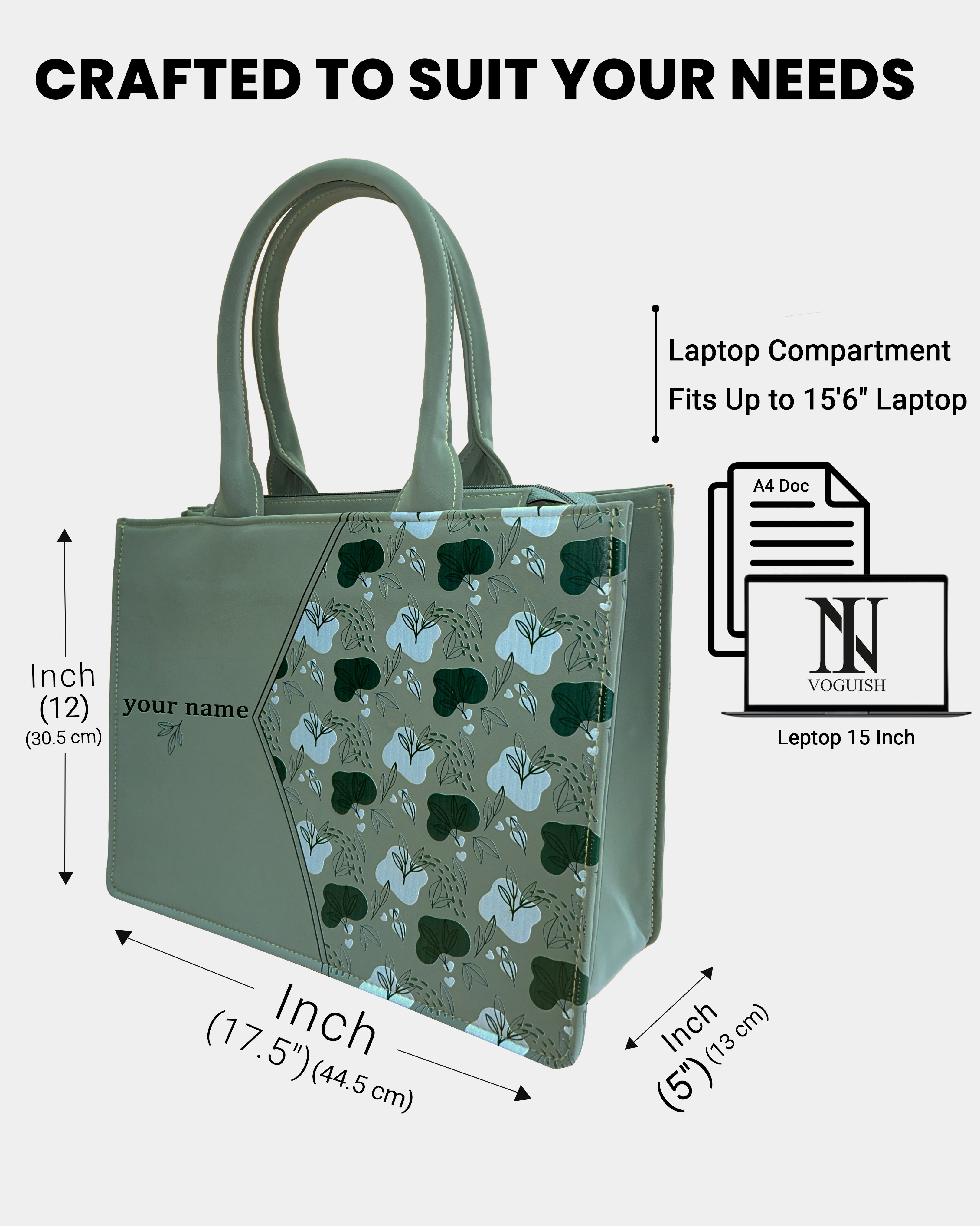 Sage Grace Embossed Customized Tote Bag