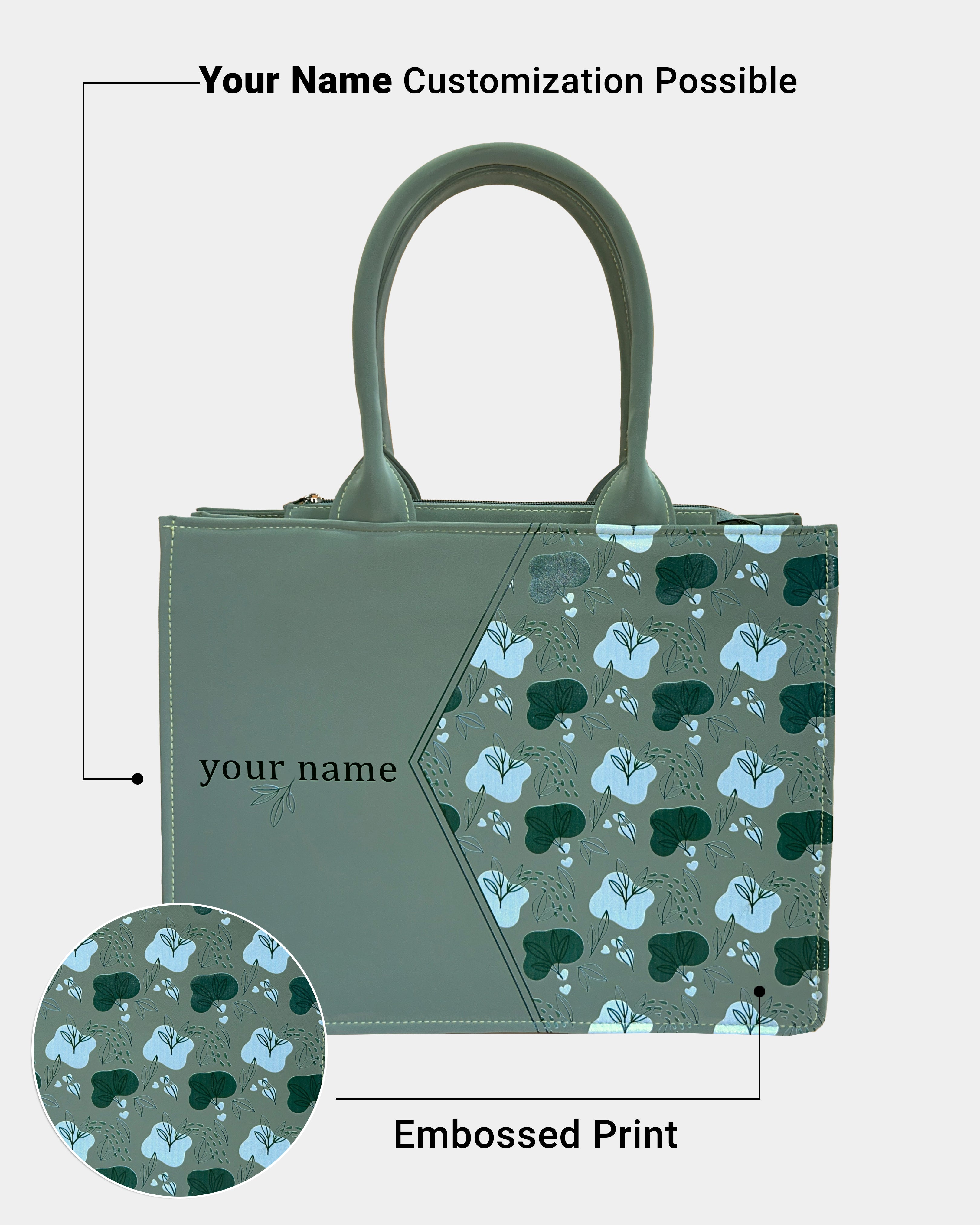 Sage Grace Embossed Customized Tote Bag